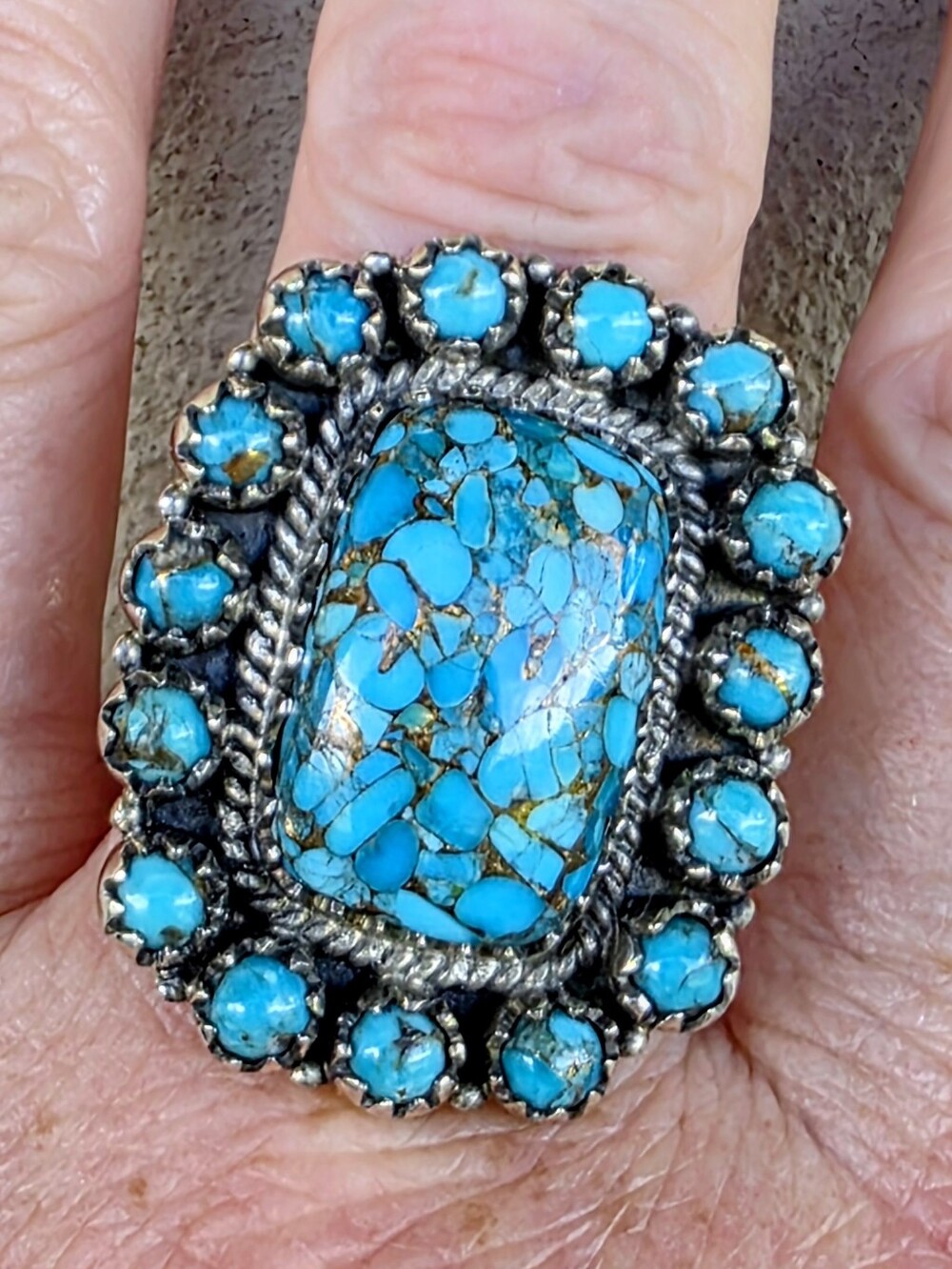 Kingman Turquoise Ring In 925 Sterling Silver (9.5)